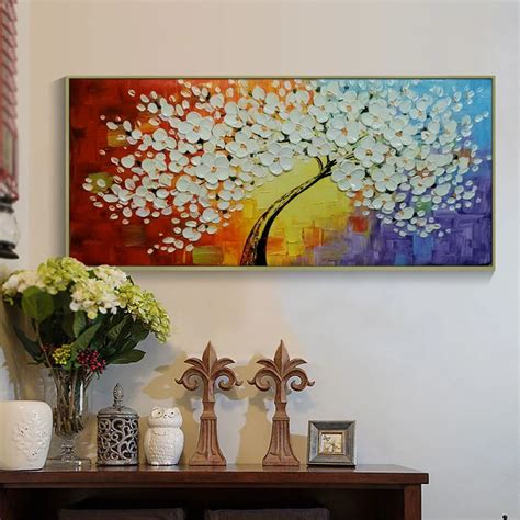 Panel Tree Of Life Canvas Painting Palette Knife Tree Painting Hand