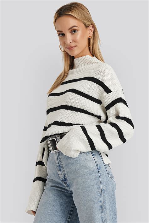 High Neck Striped Knitted Sweater Multicolor In 2020 Striped Knitted