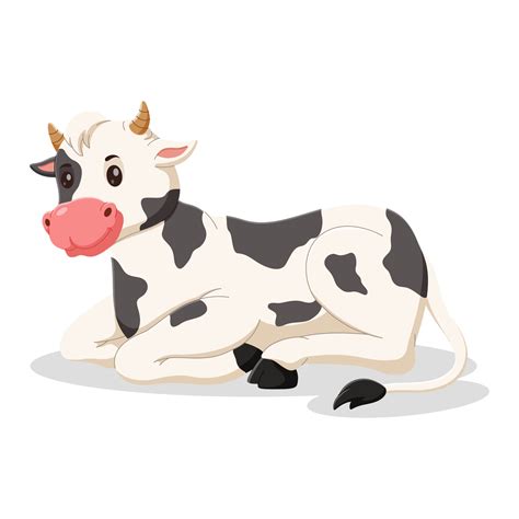 Cartoon cute cow lying down. Vector illustration 23940007 Vector Art at ...