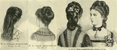 Modne Uczesanie Wizytowe 1876 Fashionable Visiting Hairstyle 1876