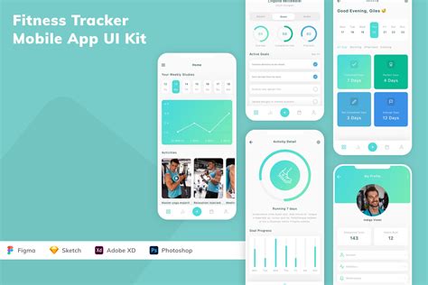 Fitness Tracker Mobile App UI Kit Graphic by betushCreative Fabrica