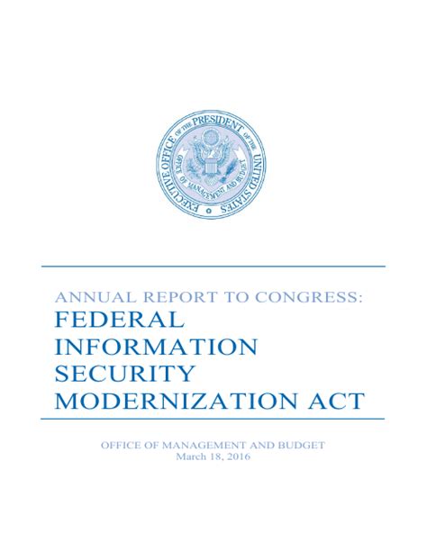 Federal Information Security Modernization Act Report To Congress