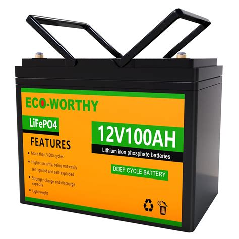 Eco Worthy V Ah Batterie Au Lithium Rechargeable Fois Batterie