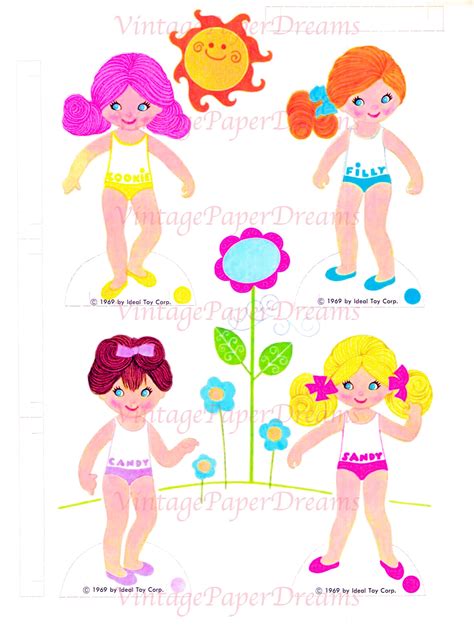 Vintage Paper Doll Printable Pdf Flatsy Paper Doll 70s 1970s Paper Doll