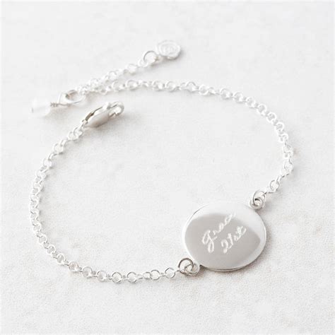 personalised engraved disc bracelet by under the rose ...