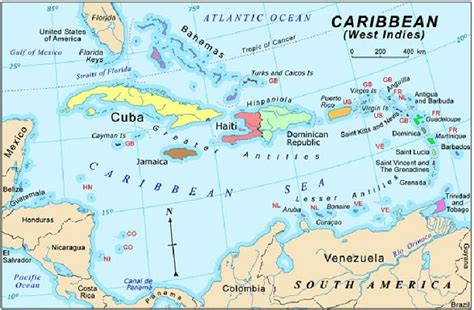 Caribbean Countries Map