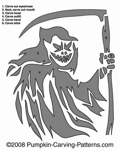 Grim Reaper Halloween Pumpkin Carving Stencils Pumpkin Carvings