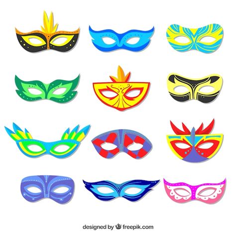 Colecci N De M Scaras De Carnaval Hechas A Mano Vector Gratis