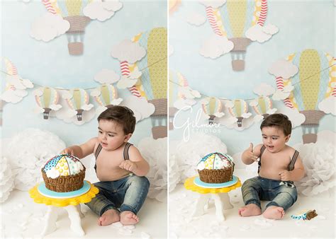 Hot Air Balloon First Birthday Cake Smash Gilmore Studios Orange County CA Gilbert AZ