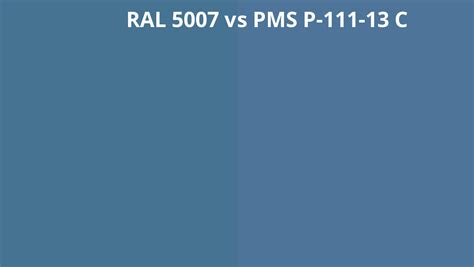 Ral 5007 Vs Pms P 111 13 C Ral Colour Chart Uk