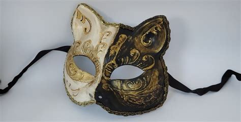 Cat Masquerade Mask Venetian Gatto Mask Full Face Mask Black Etsy