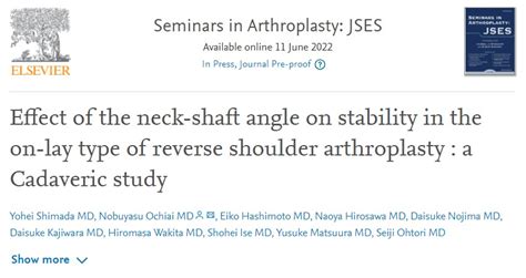 嶋田先生の論文がseminars In Arthroplastyjsesjournal Of Shoulder And Elbow