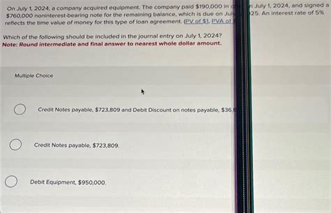 Solved On July 1 2024 A Company Acquired Equipment The Chegg