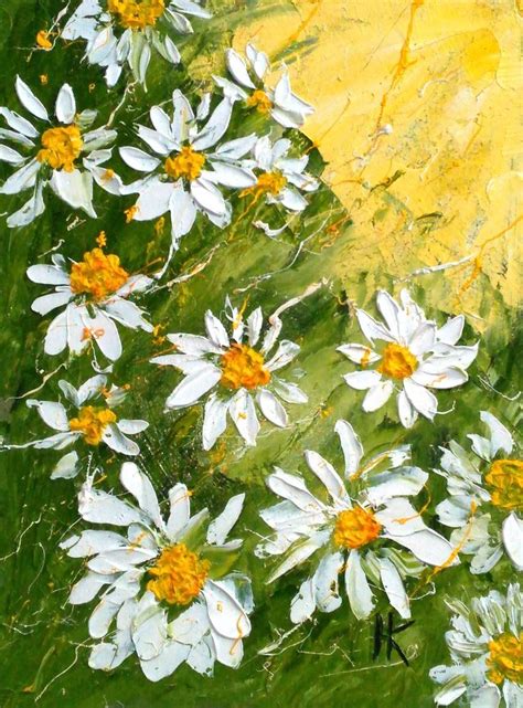 Daisy Painting Floral Original Art OIl Painting Chamomile Meadow ...