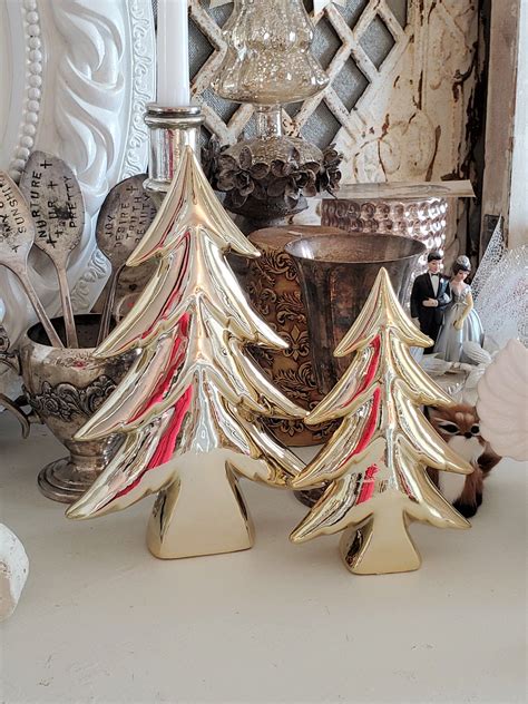 Elegant Gold Ceramic Christmas Trees