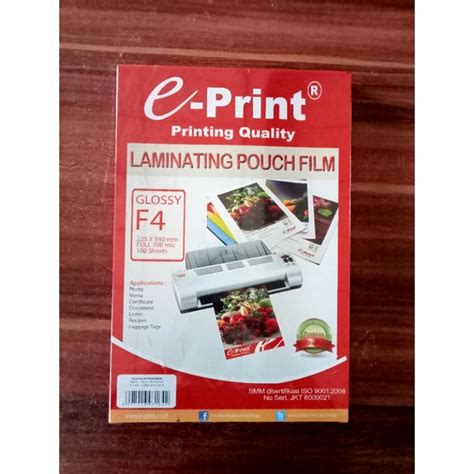 Jual Laminating Pouch Eprin E Prin F4 Plastik Laminating Laminasi