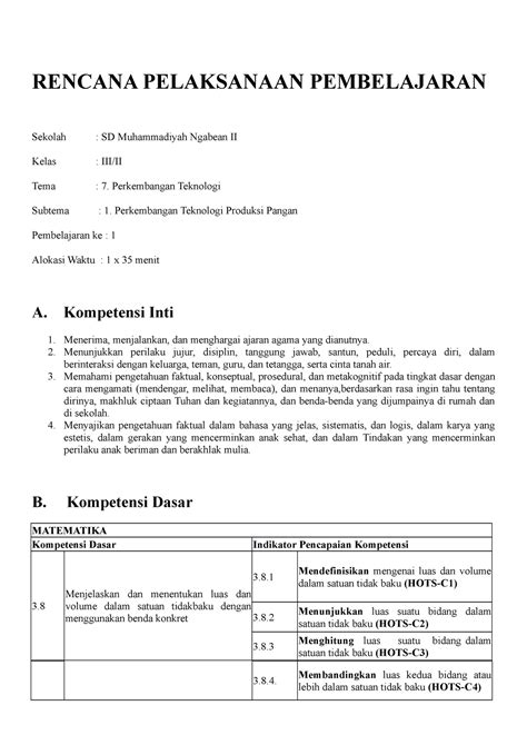 10 Contoh Rpp Sd Kelas Iii Tema 7 Subtema 1 Pembelajaran 1 Basic Learning Sd Plus Rahmat