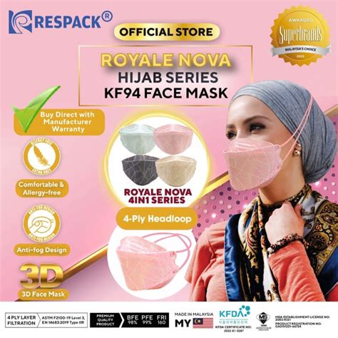 KF94 Face Mask Royale Nova Hijab Series 4 In 1 Colours PackXpress