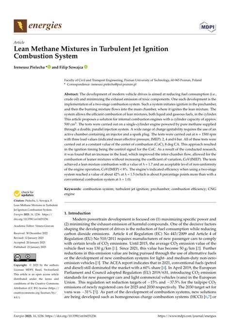 Pdf Lean Methane Mixtures In Turbulent Jet Ignition Combustion System