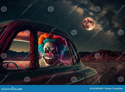 Scary Clown Sitting in a Car Stock Illustration - Illustration of clown ...