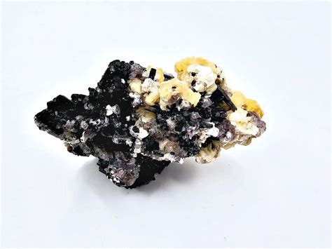 Black Tourmaline Rough Cluster G 19g Smoky Quartz Hyalite Spot