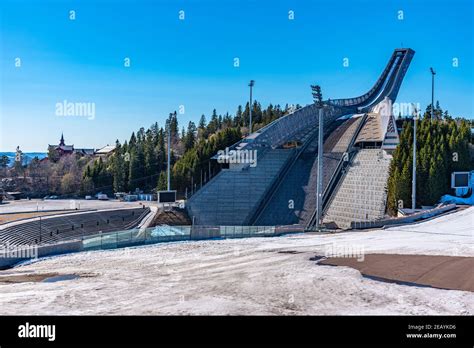 Oslo Norway April Holmenkollen Ski Jumping Stadium And