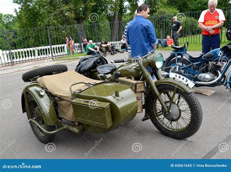 Peterhof Russia The Old Soviet Military Motorcycle Ural With A