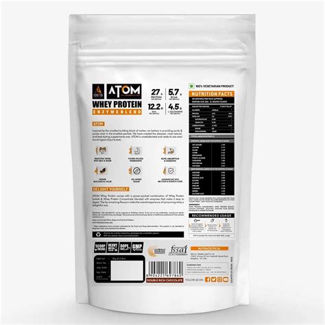 AS-IT-IS Atom Whey Protein 1kg | Double rich chocolate | 27g protein ...