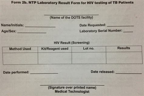 Public Health Resources Form 2b Ntp Lab Result Form For Hiv Testing Ntp Doh