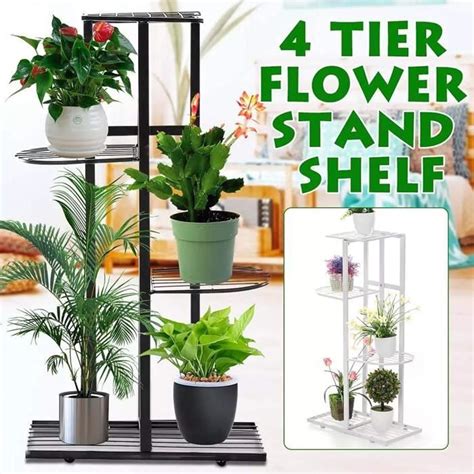 Étagère à Fleurs Fer Forgé Multicouche Porte Plante Support de Pot de