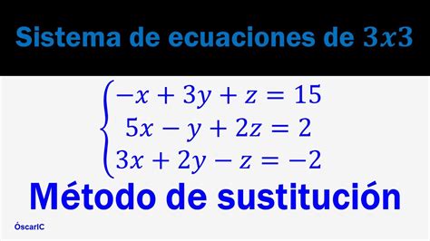 Sistema De Ecuaciones Lineales De 3x3 Método De Sustitución Youtube