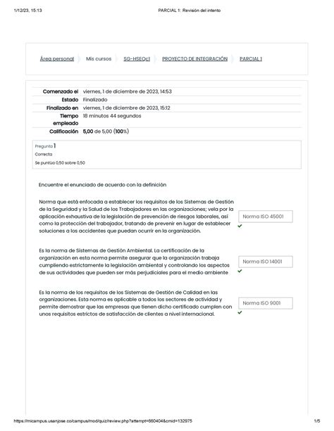 Parcial 1 HSEQ Área personal Mis cursos SG HSEQc1 PROYECTO DE