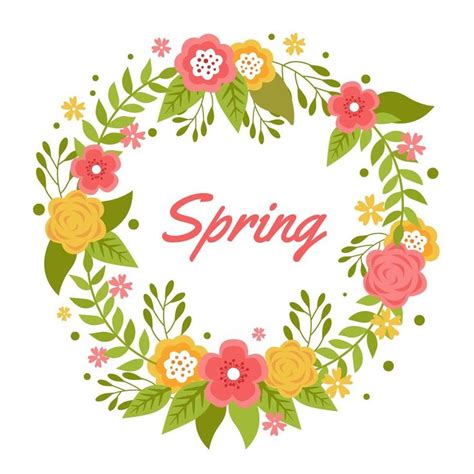 Romantic Flower Spring Wreath Vector Romantic Flowers Spring Wreath