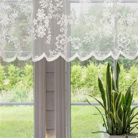 Amazon Bentrilisa Sheer Lace Valance For Kitchen Window White Mesh