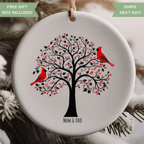 Custom Name In Loving Memory Memorial Cardinal Christmas Ornament