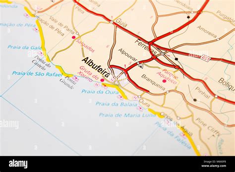 close   road map detail  albufeira city  algarve portugal