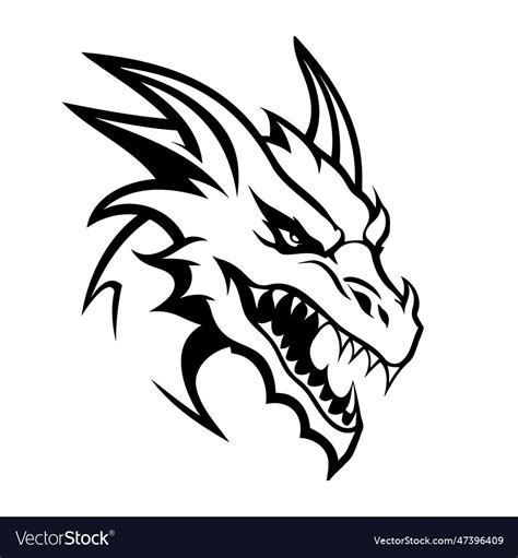 Dragon head black and white icon Royalty Free Vector Image