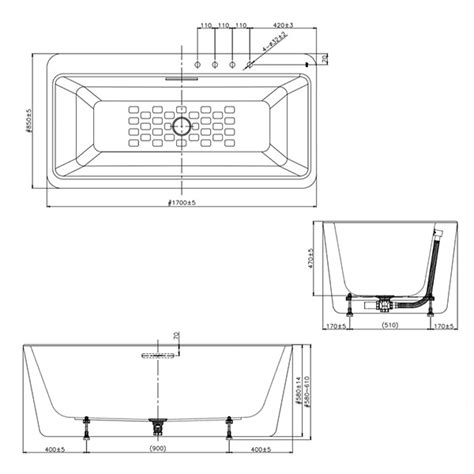 Acacia Evolution 1 7m Acrylic Seamless Freestanding Tub With Faucet