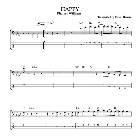 Happy Pharrell Williams Bass Score Tab Lesson Edson Renato Vitti