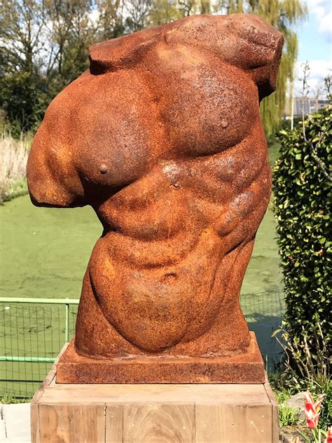 Male Torso In Cast Iron Garden Statue Etsy