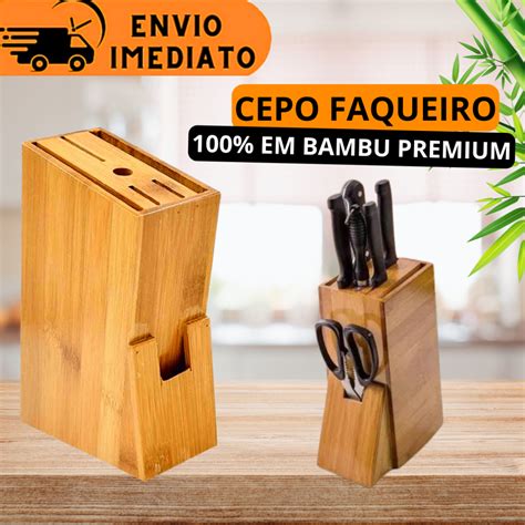 Cepo Organizador Faqueiro Bambu Para Cozinha Para Facas Cotelo