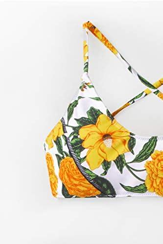 Amazon Cupshe Women S Floral Paradise High Waisted Bikini Small Yellow Clothing Shoes