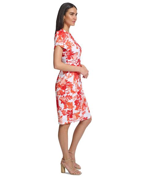 Calvin Klein Womens Short Sleeve Scuba Crepe Sheath Dress Macys