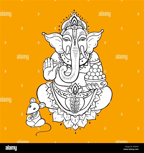 Hindu Gott Ganesha Hand Gezeichnet Tribal Style Vector Illustration