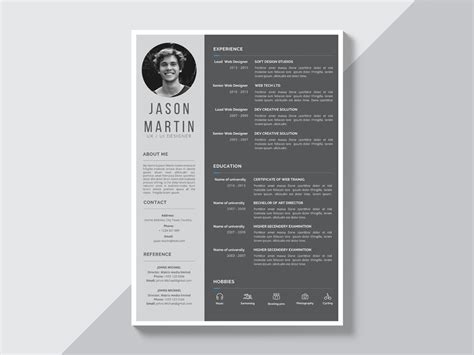 Free Grey Resume Template with Simple Style Design