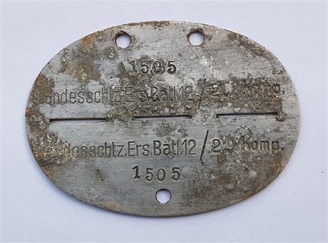 Erkennungsmarke Wehrmacht Lds Landessch Tzen Ers Btl Wiesbaden