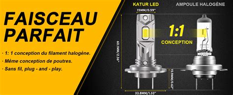 Amazon Fr Katur Ampoule H Led W Lm K Blanc Phares Pour