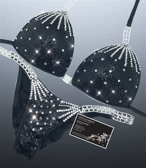 Black Sequin Crystallina Competition Bikini Black Sequins Bikini