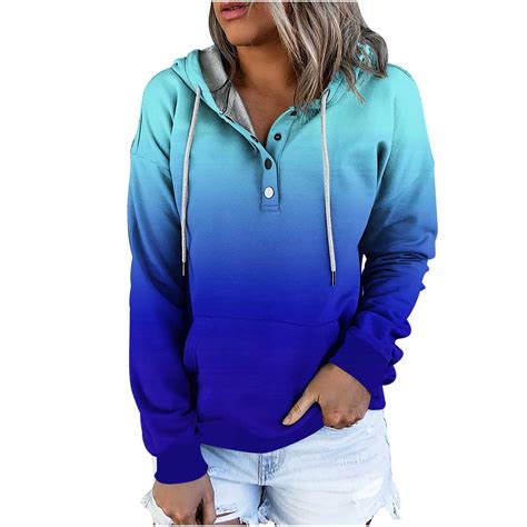 Annhoo Womens Hoodies Sweatshirts 2024 Trendy Gradient Colour Long