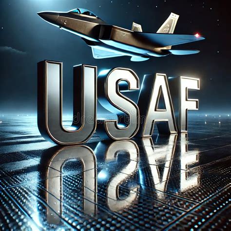 3D Logo with the Word "USAF" and an F-22 Fighter Jet Flying Over it ...